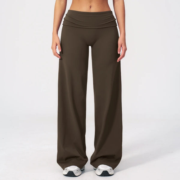 SPARK Women's Folded Waist Yoga Wide Leg Pants ZC5529
