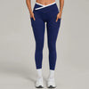 SPARK Color Block Cross Waist Yoga Leggings with Pockets TF28402