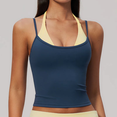SPARK Women’s Color Block Halter Cami Yoga Tank Top ZC2585