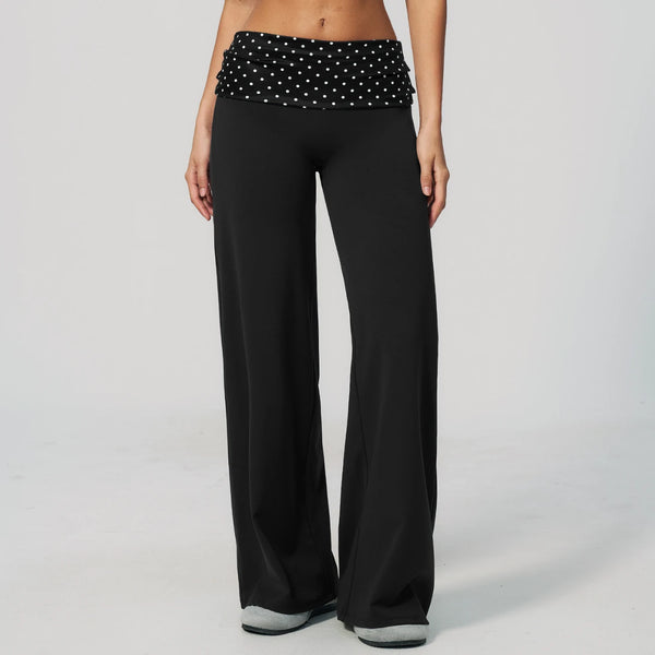 SPARK Retro Polka Dot Fold-Over Yoga Pants ZC4549