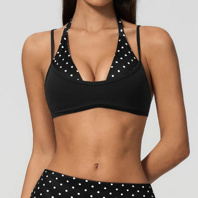 SPARK New Color-blocked Polka Dot Yoga Bra ZC4549