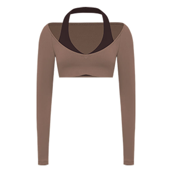 Spark Women's Halter Neck Crop Top Yoga Shirt FNK8816