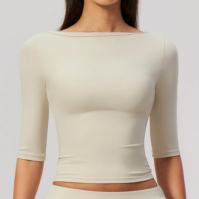 SPARK Women's Fitted Boat Neck Workout Shirt ZC8793