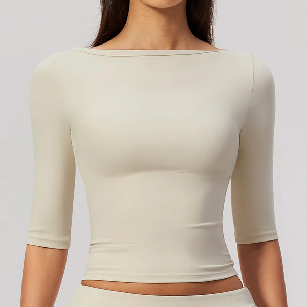 SPARK Women's Fitted Boat Neck Workout Shirt ZC8793