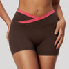 SPARK New Color-Block Cross Waist Yoga Athletic Shorts ZC2578