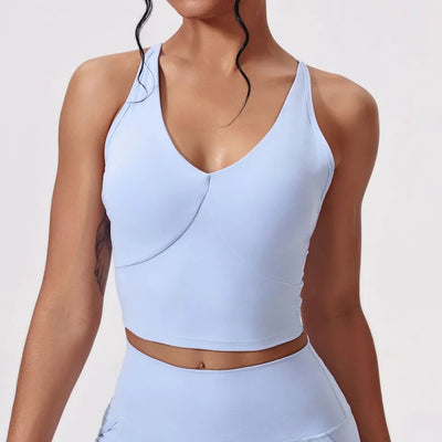 SPARK V-Neck Cross Beautiful Back Yoga Tank Top CY5339