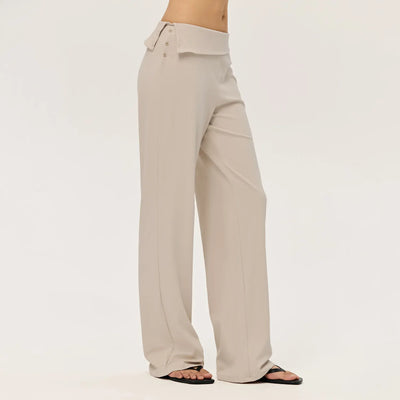 SPARK Women's Irregular Button Waist Wide Leg Pants DS126128