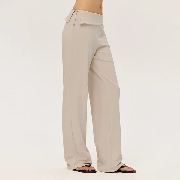 SPARK Women's Irregular Button Waist Wide Leg Pants DS126128