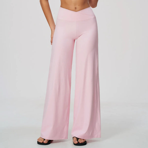 SPARK Women's Naked-Feel Cross Waist Yoga Wide Leg Pants ZC2588