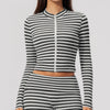 SPARK Women's New Slim-Fit Cropped Striped Fitness Jacket ZC4556