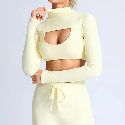 SPARK Women's Summer Hollow Out Yoga Cropped Smock Top CY3515