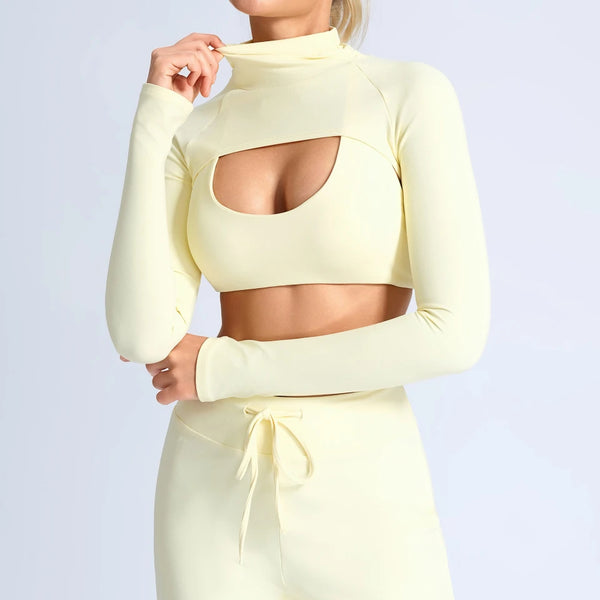 SPARK Women's Summer Hollow Out Yoga Cropped Smock Top CY3515