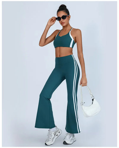 SPARK Color Blocking Criss-cross Back Yoga Two-piece Set PBD70