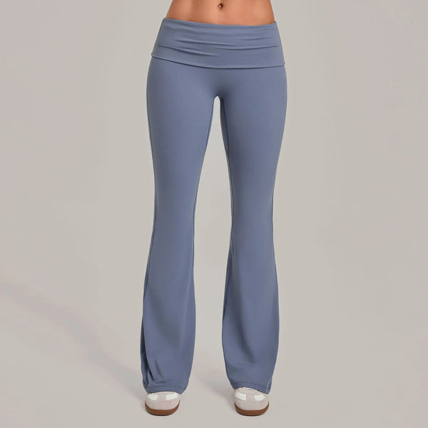 SPARK Women’s Fold-Over Waist Butt-Lifting Yoga Flare Pants TF2257