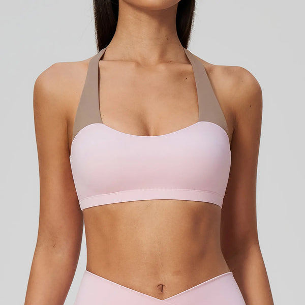Spark Women's Color-Block Halter-Neck Yoga Sports Bra ZC2588