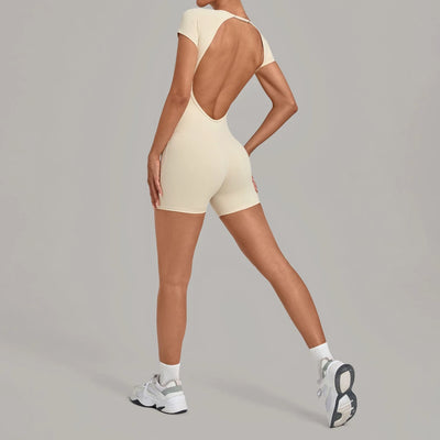 SPARK Women's Round Neck Backless Bodysuit with Adjustable Straps TF2701
