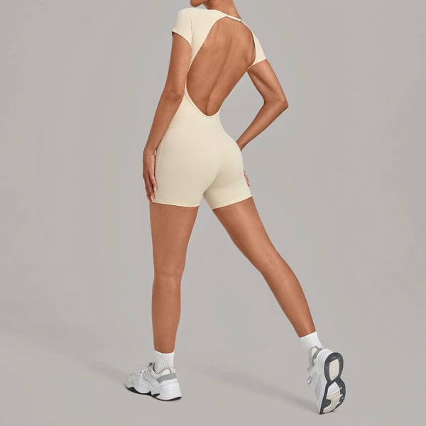 SPARK Women's Round Neck Backless Bodysuit with Adjustable Straps TF2701