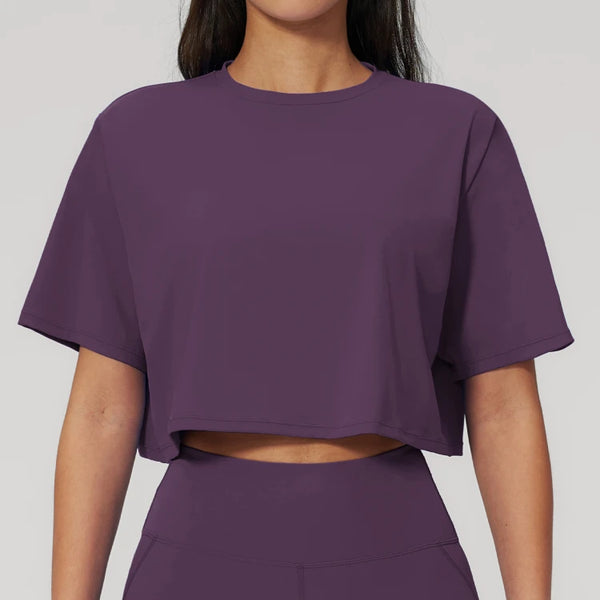 SPARK New Crew-Neck Loose Cropped Athletic Yoga Fitness T-Shirt ZC3091-2