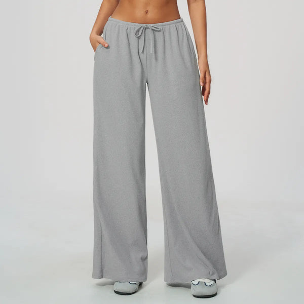 SPARK Women's Thickened Brushed Wide Leg Yoga Pants | Drawstring Waist Casual Trousers ZC9626-1