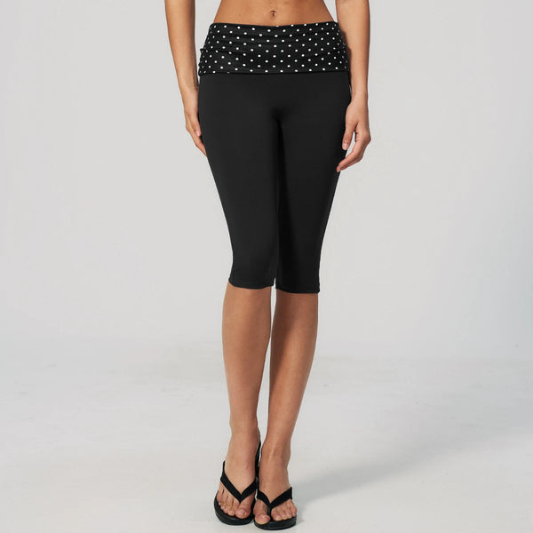SPARK New Brushed Retro Polka Dot Fold-Over Yoga Capri ZC4549