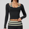 SPARK Women’s Color Block Stripe Yoga Long Sleeve Top ZC4549