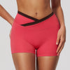 SPARK New Color-Block Cross Waist Yoga Athletic Shorts ZC2578