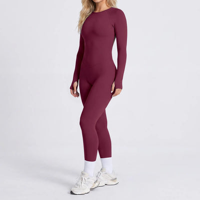 SPARK Women's Seamless Long Sleeve Open Back Yoga Jumpsuit RXW3003