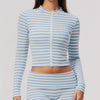 SPARK Women's New Slim-Fit Cropped Striped Fitness Jacket ZC4556