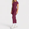 SPARK Women's Seamless Short Sleeve Open Back Yoga Jumpsuit RXW3003