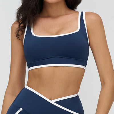 SPARK Color Block Back Double Shoulder Strap Yoga Fitness Bra ZC9528