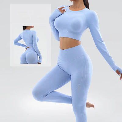 SPARK Seamless Long Sleeve Yoga Fitness Two Piece Set YB1870