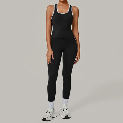 SPARK Color Block Naked-feel Fit Yoga Fitness Two-piece Set TF7709