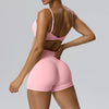 SPARK Women's Spaghetti Strap Bra Invisible Scrunch Shorts 2 Piece Set YEL202