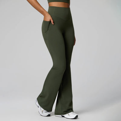SPARK Women's High Waist Shaping Yoga Flare Pants with Pocket FYD248