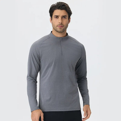 SPARK Men's Half-zip Cotton-Linen Feel Casual Workout & Running Top 61530YEL