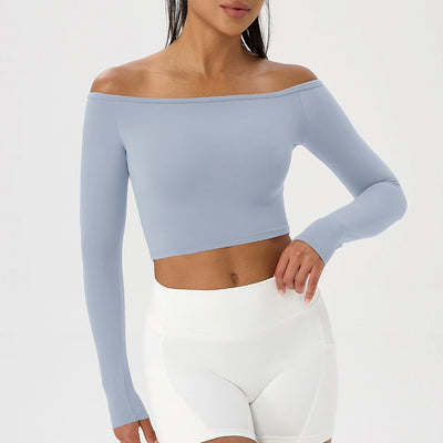 SPARK Sexy Long-sleeved Off-shoulder Yoga Top YEL52566