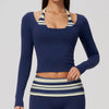 SPARK Women’s Color Block Stripe Yoga Long Sleeve Top ZC4549