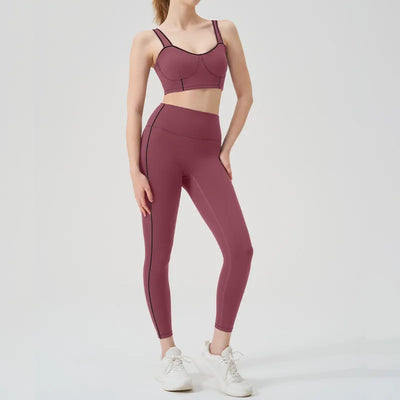 SPARK Contrast Color Line 2 Piece Yoga Suit QY4037