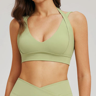 SPARK Women's Halter Neck Double Shoulder Straps Yoga Bra ZC2539