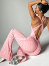 SPARK Leopard Print Criss-cross Back Seamless Yoga Jumpsuit ZJ315