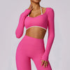 SPARK Workout Crop Top with Hollow Back-deep pink