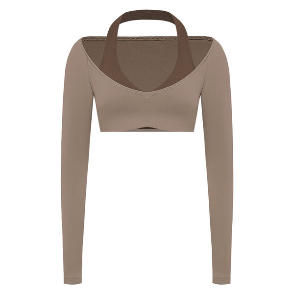 Spark Women's Halter Neck Crop Top Yoga Shirt FNK8816