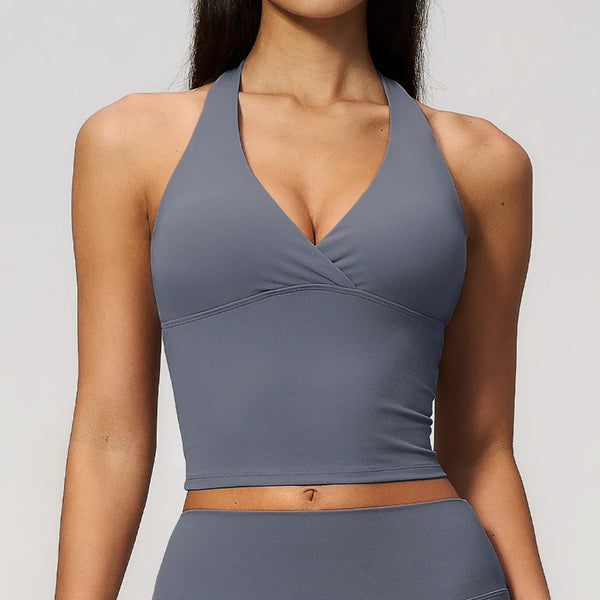 SPARK Women's Halter Deep V-neck Yoga Tank Top ZC4208