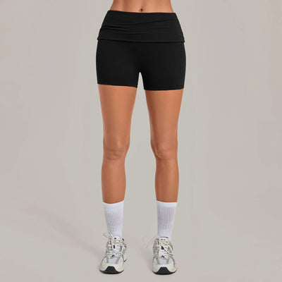 SPARK Women’s Fold-Over Waist Invisible Scrunch Yoga Shorts TF8402