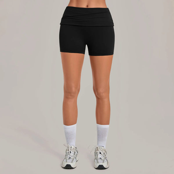 SPARK Women’s Fold-Over Waist Invisible Scrunch Yoga Shorts TF8402
