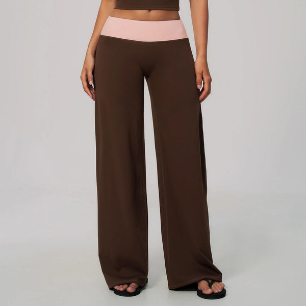 SPARK Women's Contrast Color High Waist Wide Leg Pant ZC9639