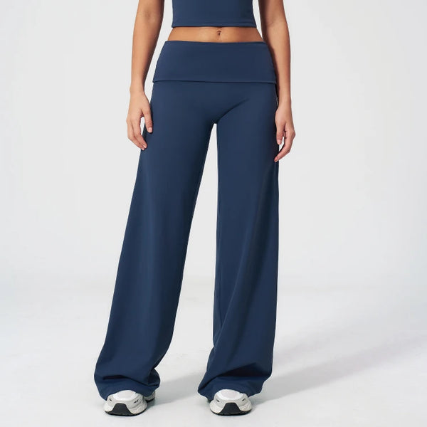 SPARK Women's Folded Waist Yoga Wide Leg Pants ZC5529