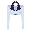 Spark Women's Brushed Lace Halter Neck Fake Two Piece Crop Top FNK8817