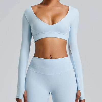 SPARK Women's Sexy V Neck Yoga Fitness Crop Top YJ0217