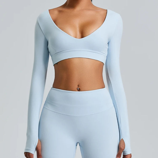 SPARK Women's Sexy V Neck Yoga Fitness Crop Top YJ0217